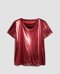MAX&Co. - Áo thun nữ cổ tròn tay ngắn Metallic Jersey