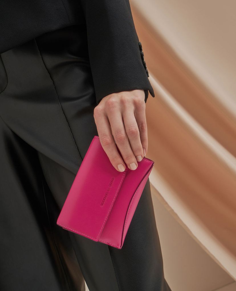 CHARLES & KEITH - Ví nữ mini dạng gập Snap Button