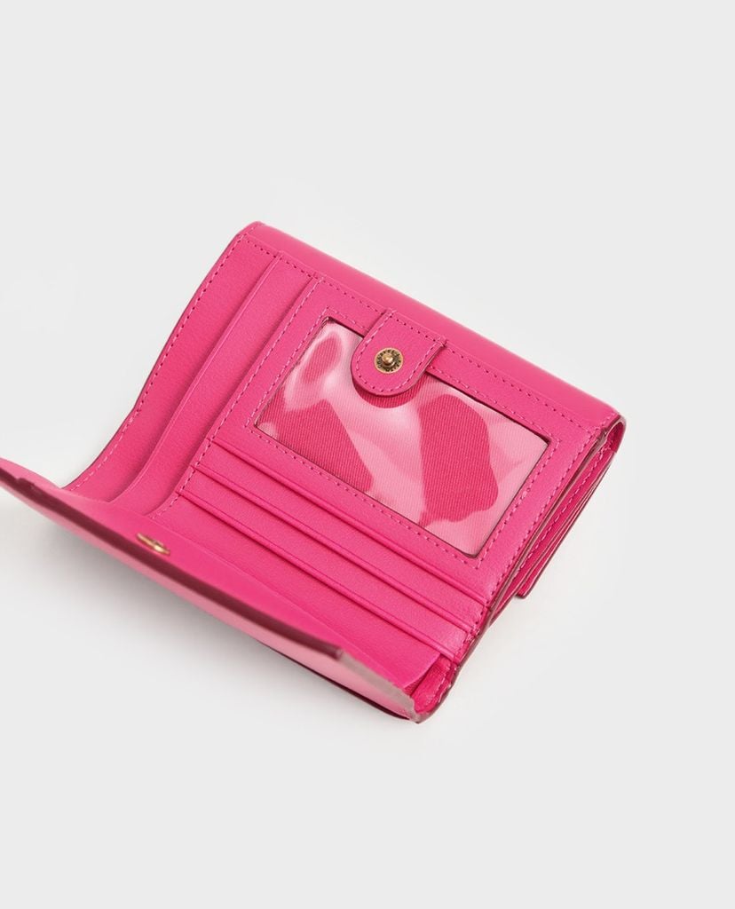 CHARLES & KEITH - Ví nữ mini dạng gập Snap Button