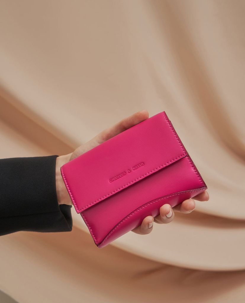 CHARLES & KEITH - Ví nữ mini dạng gập Snap Button