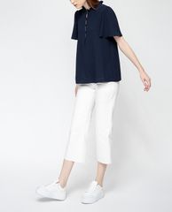 GIGI - Áo kiểu nữ cổ cao tay ngắn Flutter Sleeves Henley