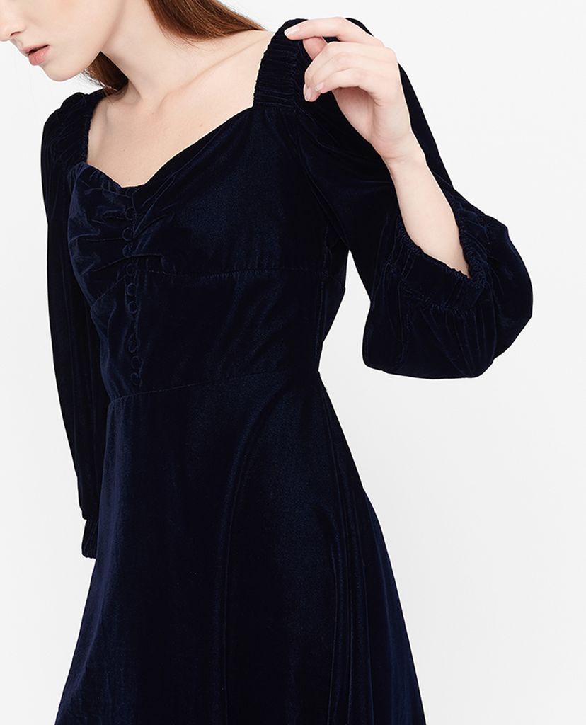 GIGI - Đầm mini cổ vuông tay dài Lantern Sleeve