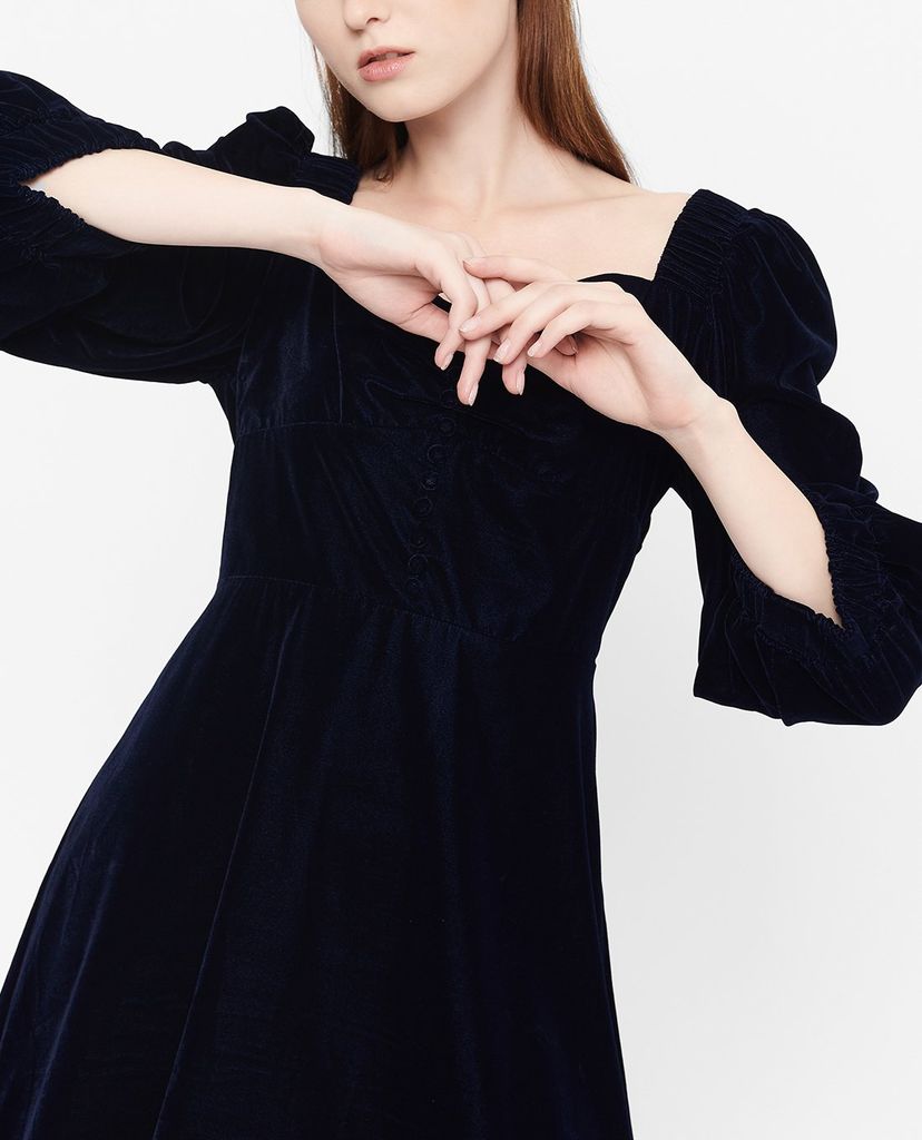 GIGI - Đầm mini cổ vuông tay dài Lantern Sleeve