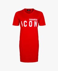 DSQUARED2 - Đầm mini cổ tròn ngắn tay dáng suông Icon