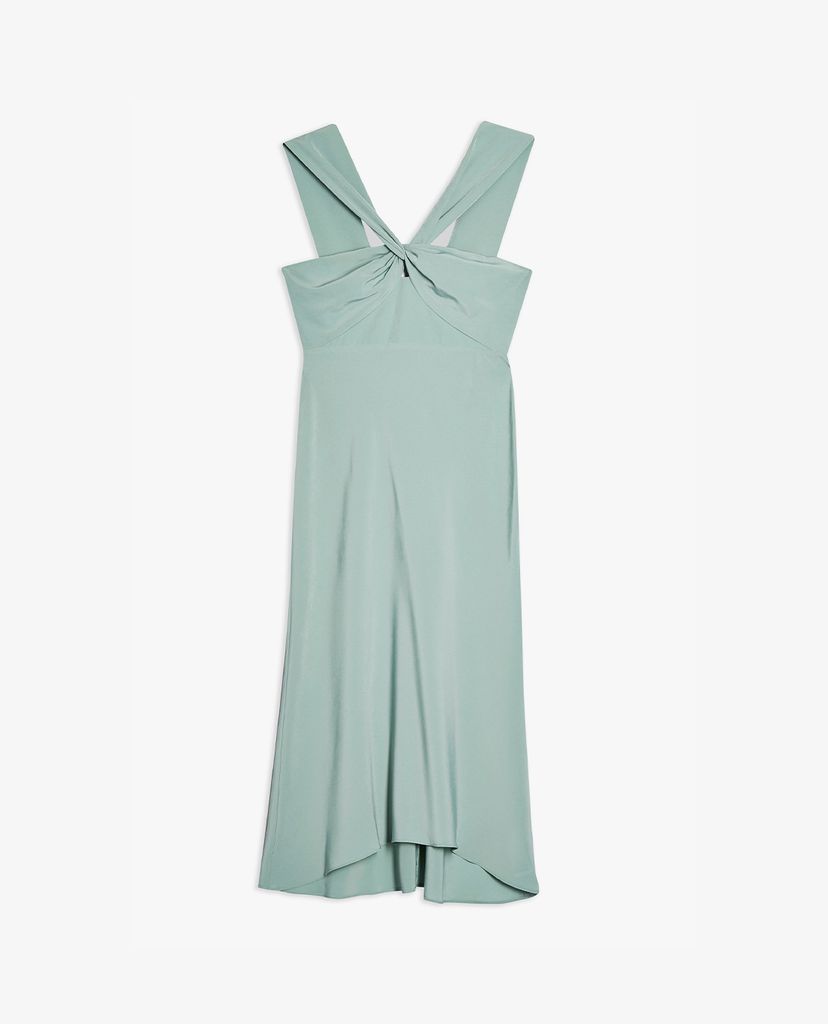 TOPSHOP - Đầm midi sát nách Blue Twist Halter