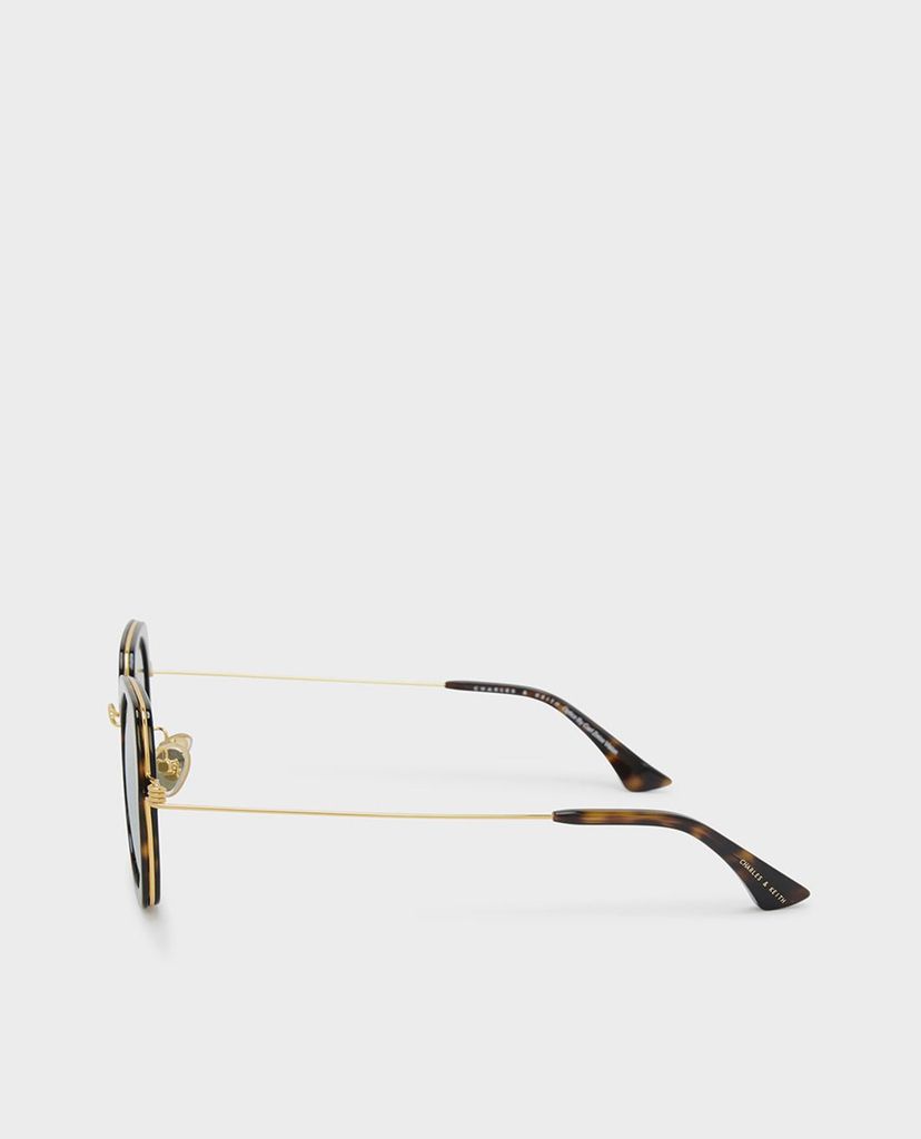 CHARLES & KEITH - Kính mát nữ gọng tròn Geometric Frame