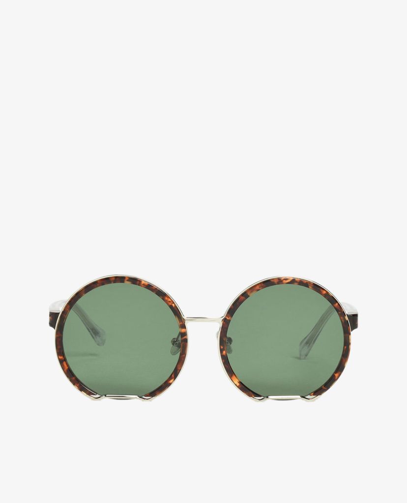 CHARLES & KEITH - Kính mát nữ gọng tròn Cut Off Frame Round