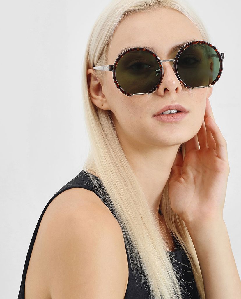 CHARLES & KEITH - Kính mát nữ gọng tròn Cut Off Frame Round
