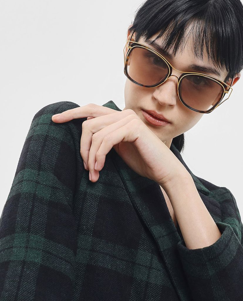 CHARLES & KEITH - Kính mát nữ gọng vuông Double Frame Butterfly