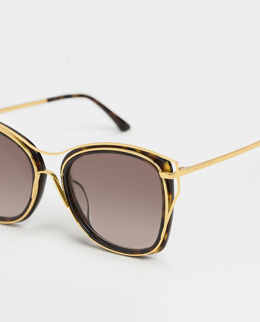 CHARLES & KEITH - Kính mát nữ gọng vuông Double Frame Butterfly