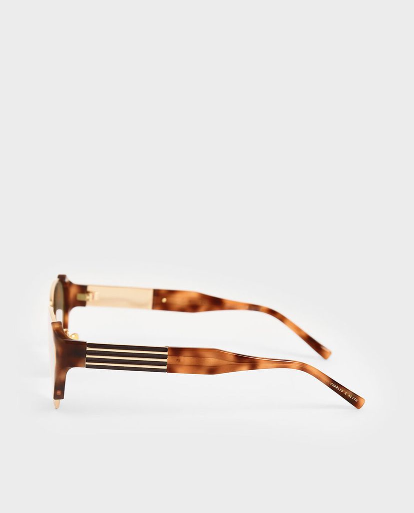 CHARLES & KEITH - Kính mát nữ gọng mắt mèo Acetate Striped