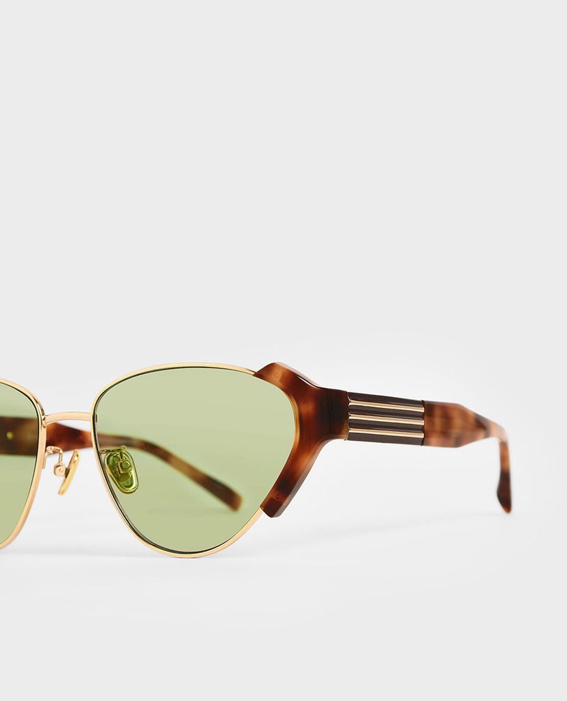 CHARLES & KEITH - Kính mát nữ gọng mắt mèo Acetate Striped