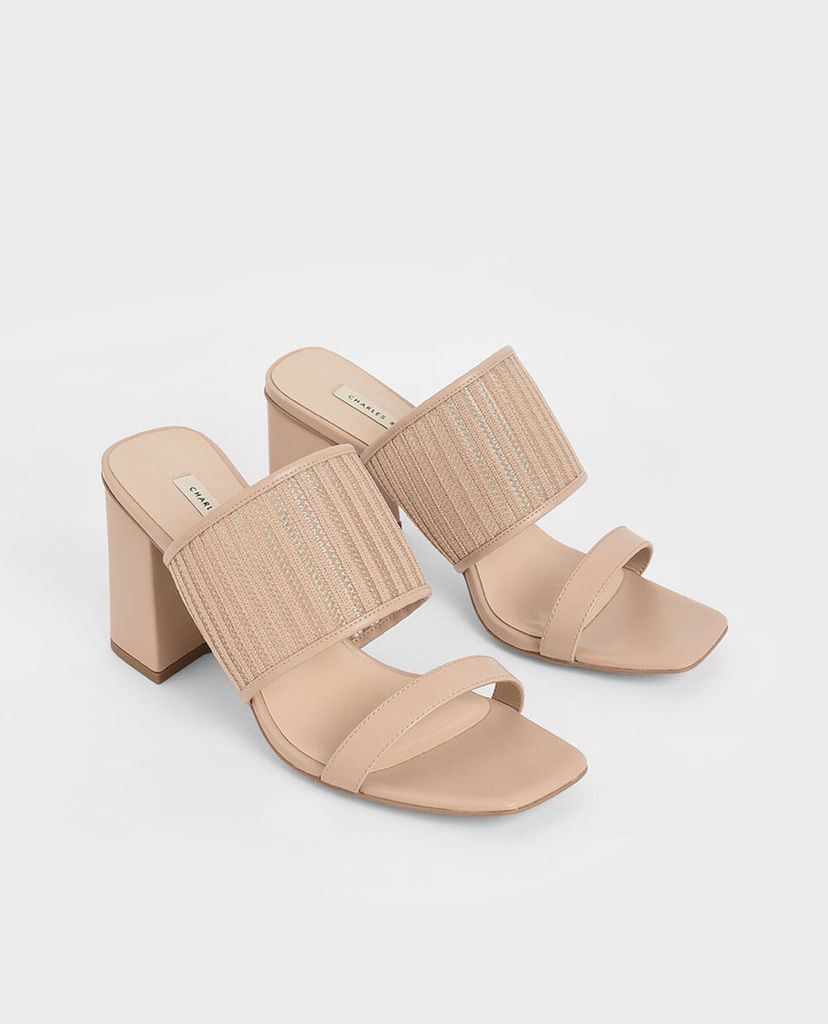 CHARLES & KEITH - Giày cao gót quai ngang đế trụ Mesh Strap