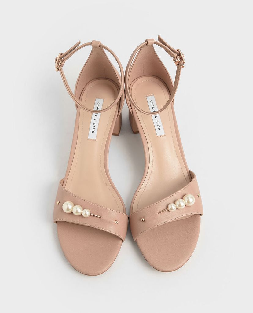 CHARLES & KEITH - Giày sandals cao gót Embellished Block