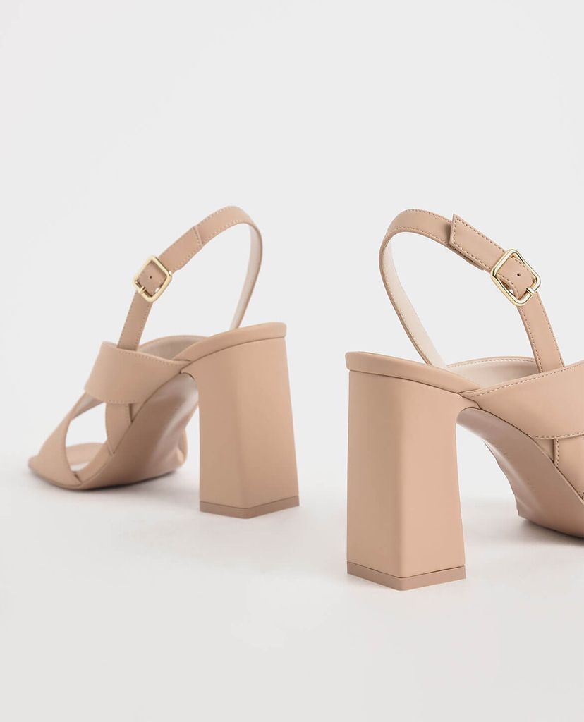 CHARLES & KEITH - Giày sandal cao gót hở mũi Criss Cross Slingback