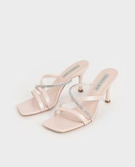 CHARLES & KEITH - Giày cao gót quai ngang Gem Embellished Strappy