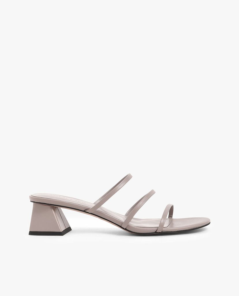 CHARLES & KEITH - Giày sandals cao gót đế vuông Triple Strap