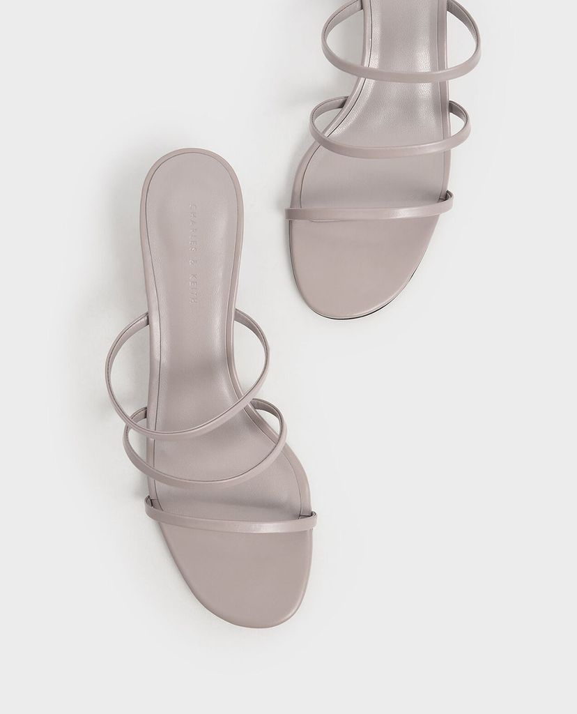 CHARLES & KEITH - Giày sandals cao gót đế vuông Triple Strap