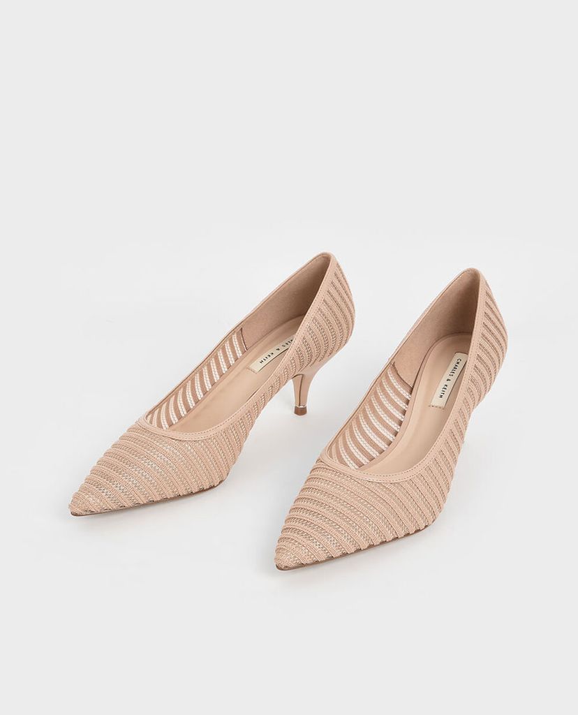 CHARLES & KEITH - Giày cao gót Mesh Pointed Toe Pumps
