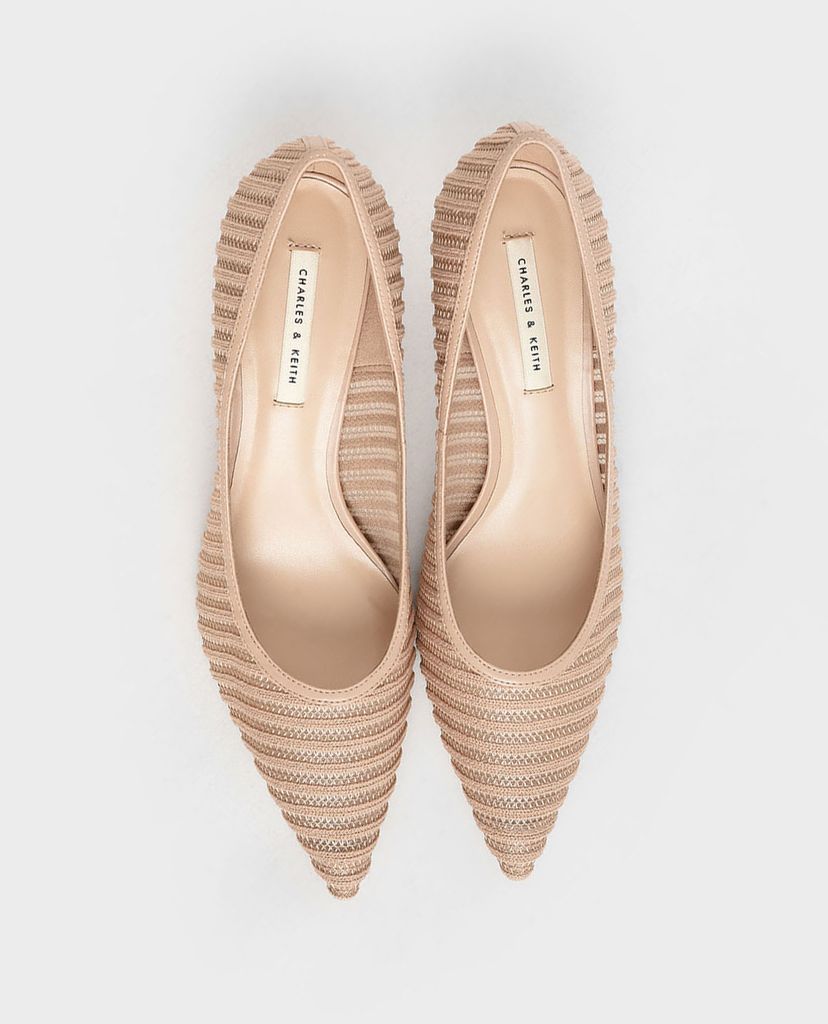 CHARLES & KEITH - Giày cao gót Mesh Pointed Toe Pumps