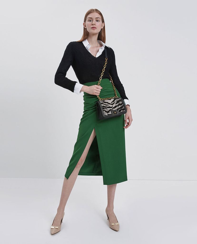 CHARLES & KEITH - Giày cao gót mũi nhọn Metallic Bow Pumps
