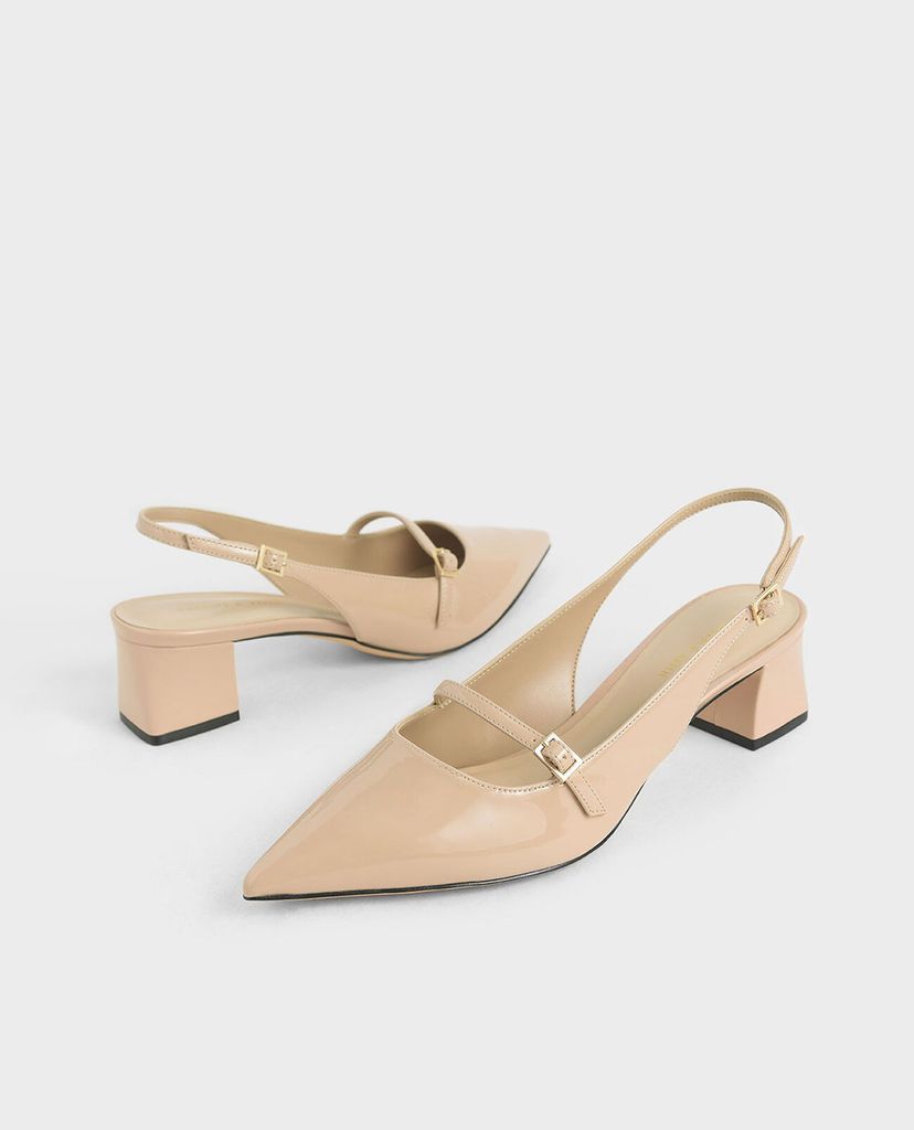 CHARLES & KEITH - Giày cao gót mũi nhọn Patent Mary Jane Slingback
