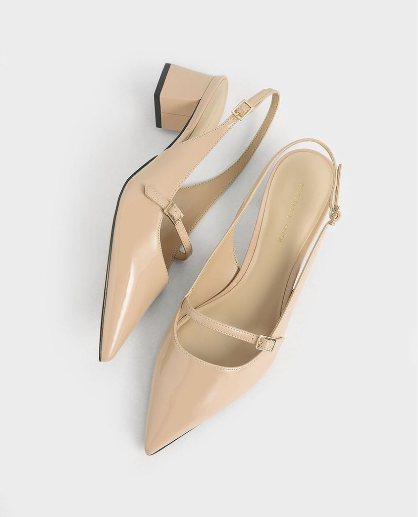 CHARLES & KEITH - Giày cao gót mũi nhọn Patent Mary Jane Slingback