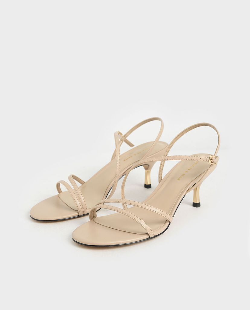 CHARLES & KEITH - Giày sandal cao gót Strappy Metallic