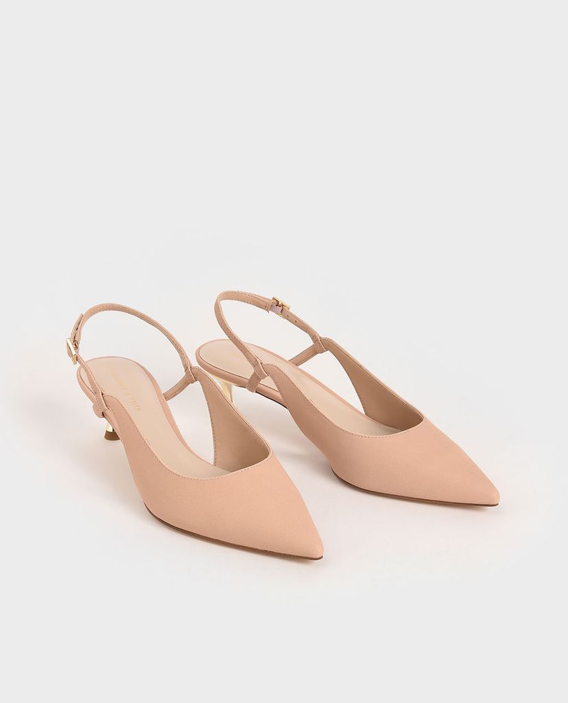 CHARLES & KEITH - Giày cao gót mũi nhọn Cut Out Slingback Kitten
