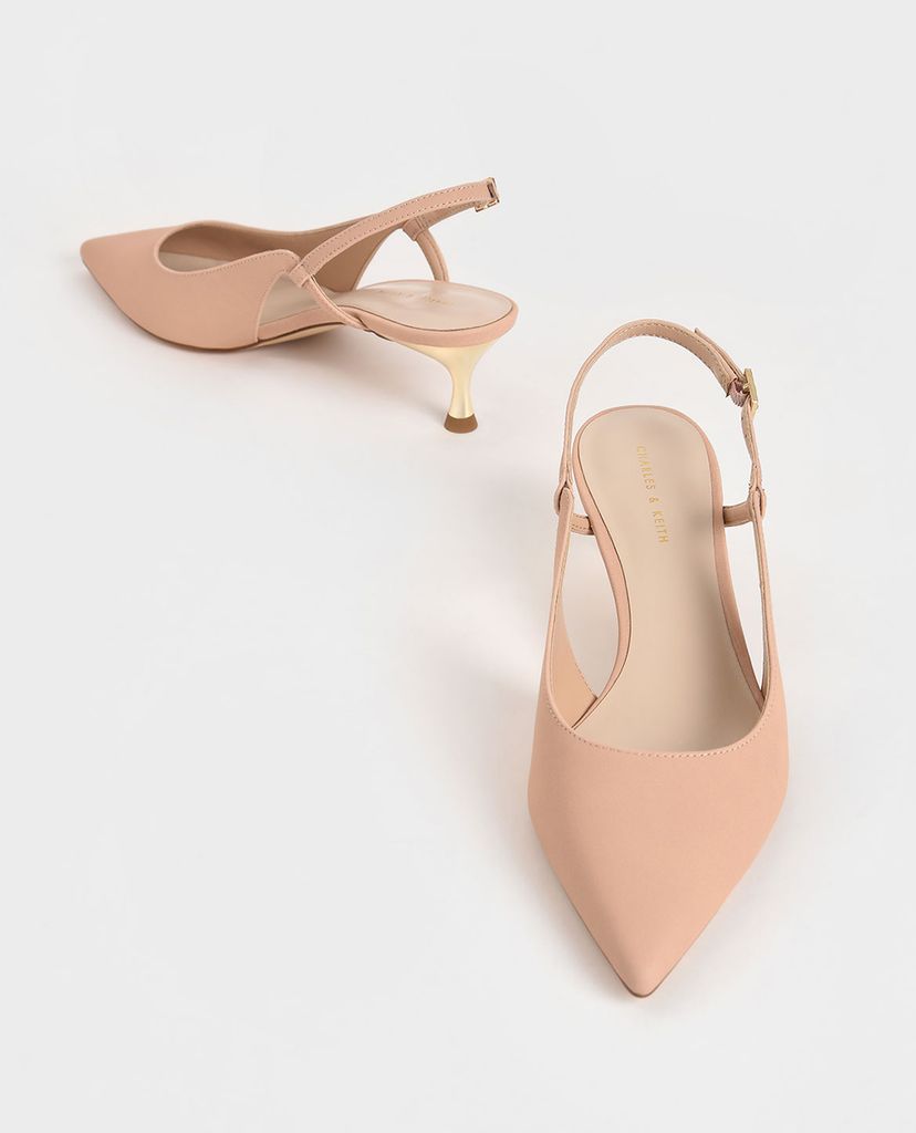 CHARLES & KEITH - Giày cao gót mũi nhọn Cut Out Slingback Kitten