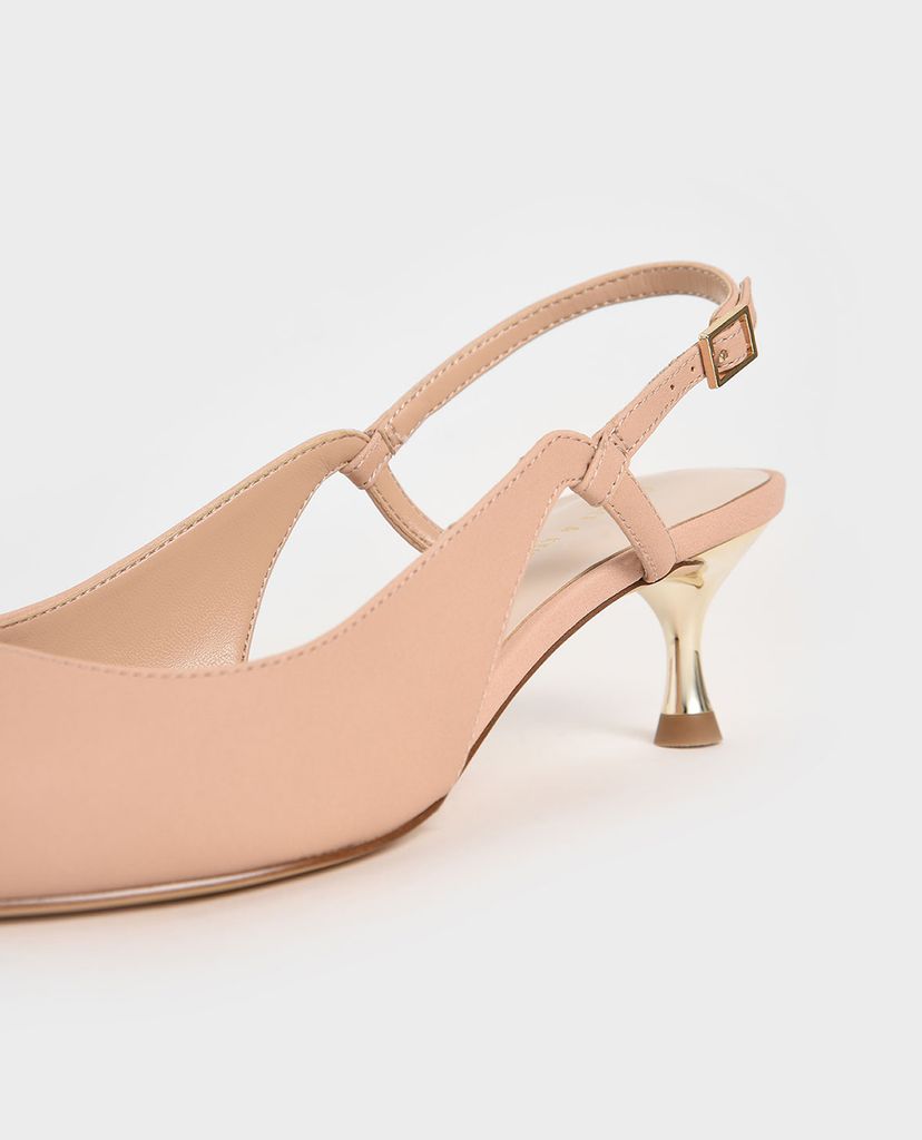 CHARLES & KEITH - Giày cao gót mũi nhọn Cut Out Slingback Kitten