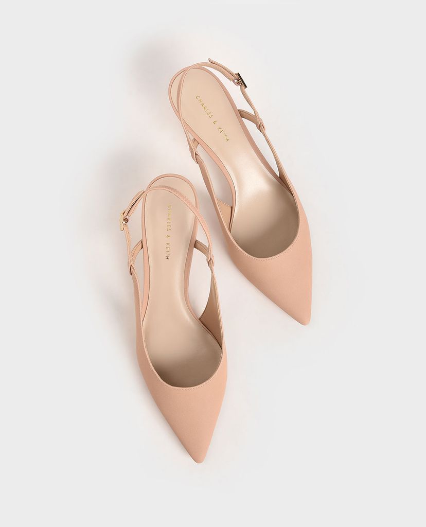 CHARLES & KEITH - Giày cao gót mũi nhọn Cut Out Slingback Kitten