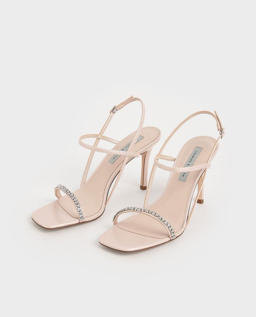 CHARLES & KEITH - Giày cao gót quai ngang Gem Embellished Strappy
