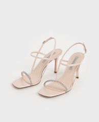 CHARLES & KEITH - Giày cao gót quai ngang Gem Embellished Strappy