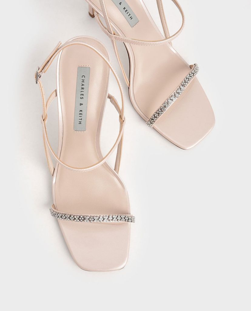 CHARLES & KEITH - Giày cao gót quai ngang Gem Embellished Strappy