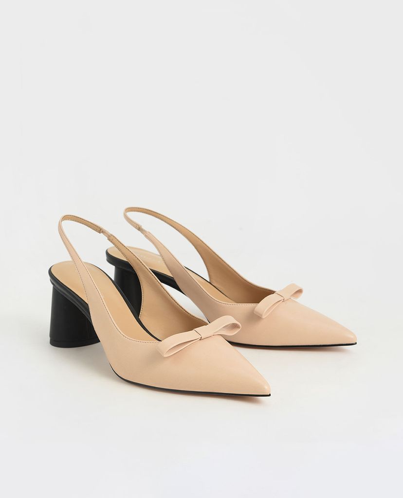 CHARLES & KEITH - Giày cao gót mũi nhọn Bow Slingback