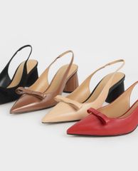 CHARLES & KEITH - Giày cao gót mũi nhọn Bow Slingback