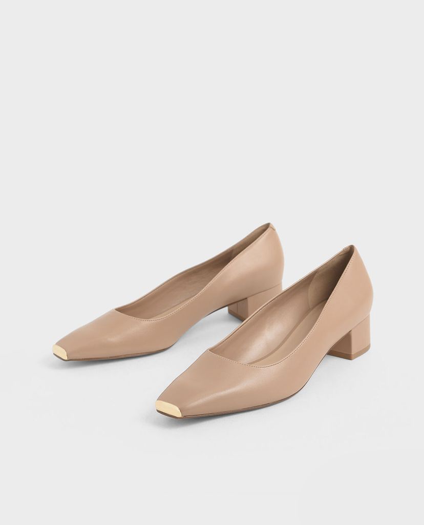 CHARLES & KEITH - Giày cao gót mũi vuông Chrome Tip