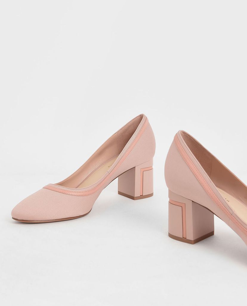 CHARLES & KEITH - Giày cao gót mũi tròn Round Toe Block