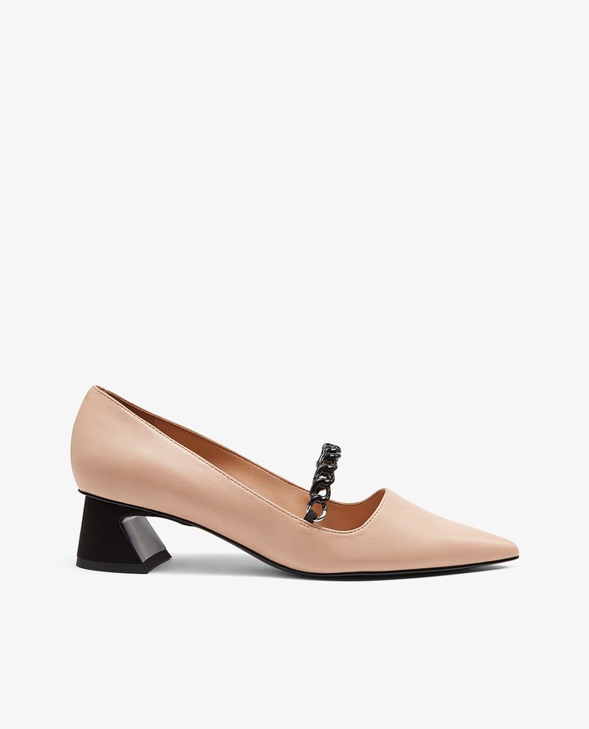 CHARLES & KEITH - Giày cao gót mũi nhọn Chain Strap Curved Block