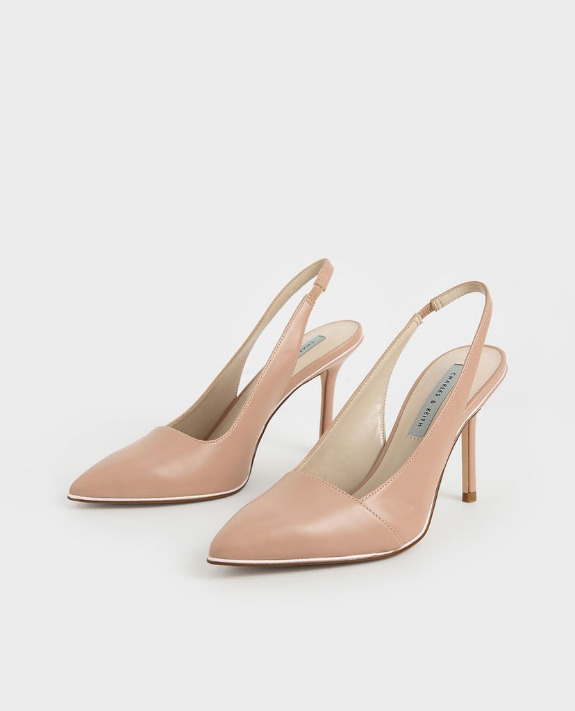 CHARLES & KEITH - Giày cao gót mũi nhọn Contrast Trim Slingback