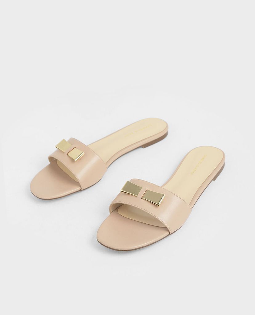 CHARLES & KEITH - Dép nữ quai ngang Metal Bow Slide