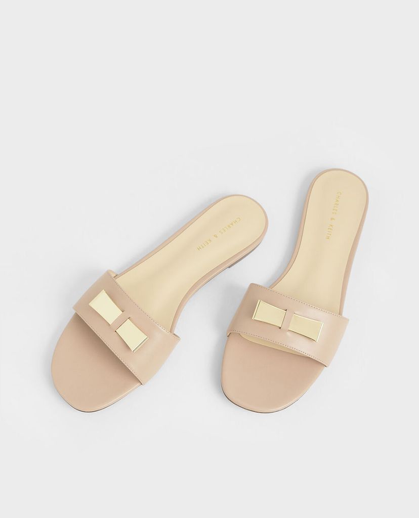 CHARLES & KEITH - Dép nữ quai ngang Metal Bow Slide
