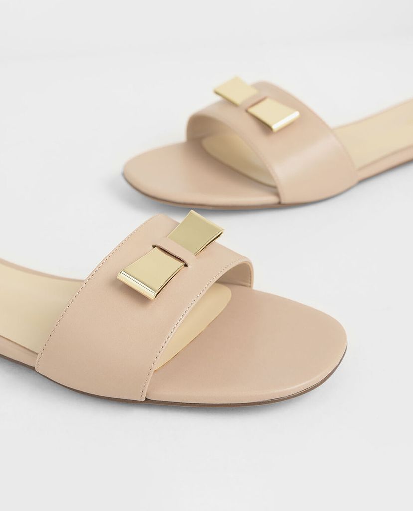 CHARLES & KEITH - Dép nữ quai ngang Metal Bow Slide