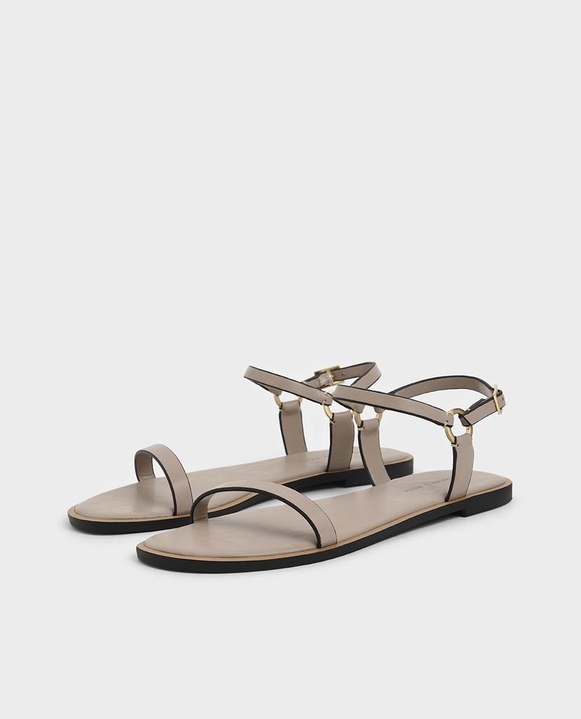 CHARLES & KEITH - Giày sandal nữ quai ngang Ankle Strap Flat