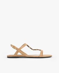 CHARLES & KEITH - Giày sandals nữ hở mũi quai ngang Wood Effect Chain Link