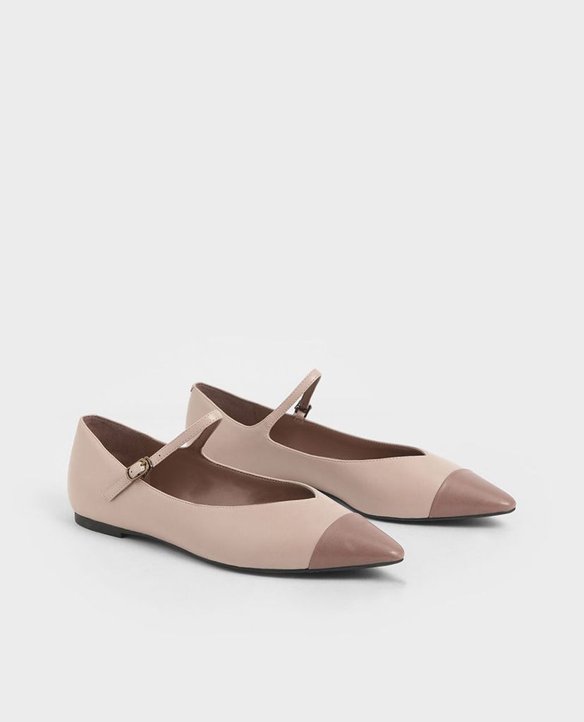 CHARLES & KEITH - Giày đế bệt nữ mũi nhọn Two Tone Pointed Toe