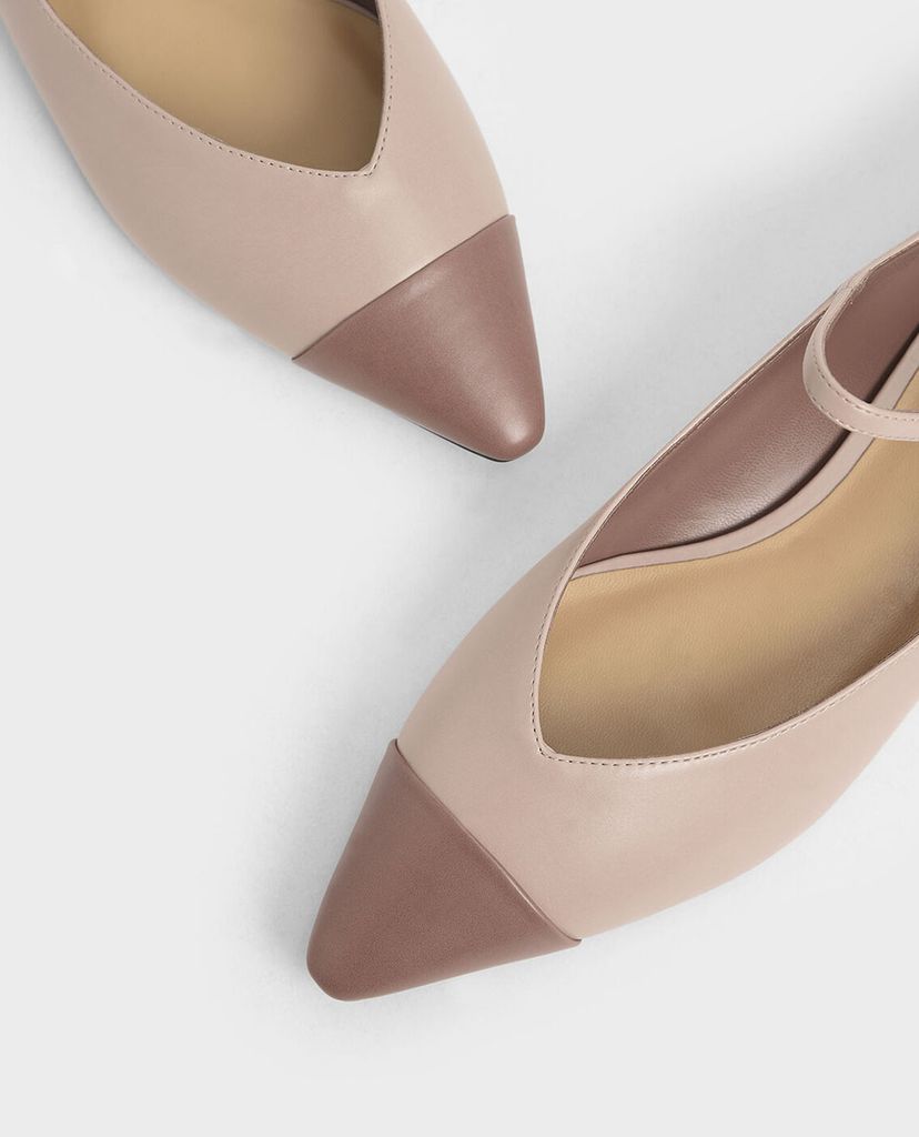 CHARLES & KEITH - Giày đế bệt nữ mũi nhọn Two Tone Pointed Toe