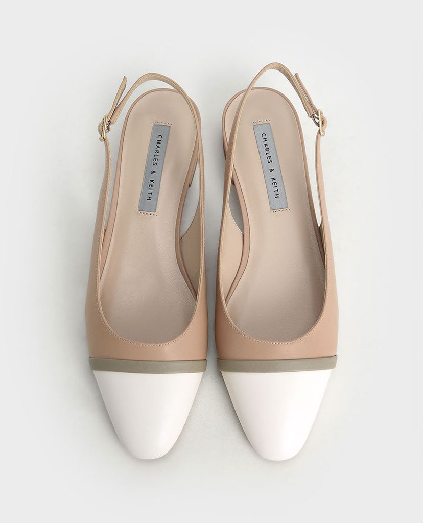 CHARLES & KEITH - Giày đế bệt nữ mũi tròn Slingback Ballerinas