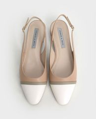 CHARLES & KEITH - Giày đế bệt nữ mũi tròn Slingback Ballerinas
